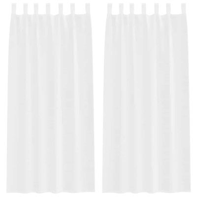 Firany Voile z zasłonami 2 pcs Biały 225 x 140 cm Poliester