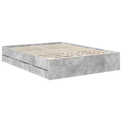 Ramka łóżka Betonowy szary 150 x 200 cm Drewno inżynieryjne