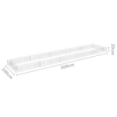 vidaXL Podwyższona donica gabionowa, galwanizowana stal, 500x100x20 cm