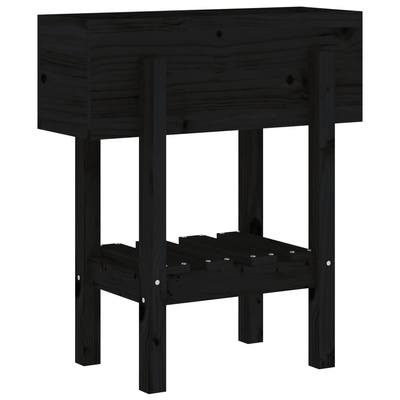 vidaXL Donica ogrodowa, czarna, 62x30x69 cm, lite drewno sosnowe