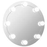 vidaXL Lustro ścienne z lampkami LED, bez ramy, okrągłe, szklane