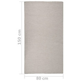 vidaXL Dywan zewnętrzny o płaskim splocie, 80x150 cm, taupe