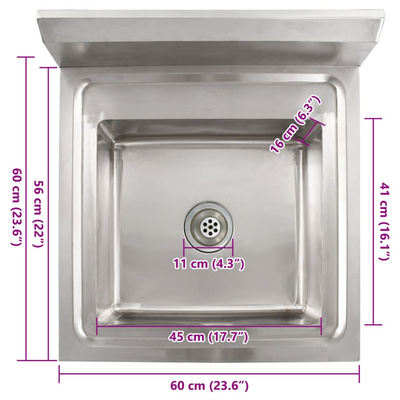 Zlewozmywak kuchenny, jednokomorowy, stal nierdzewna