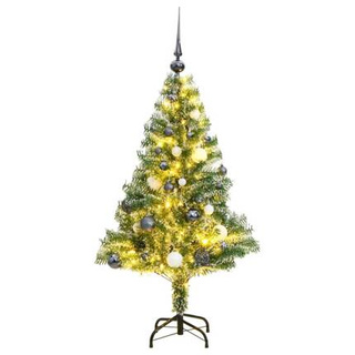 Sztuczna choinka ze 150 LED, bombkami i śniegiem, 120 cm vidaXL