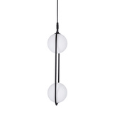 Lampa wisząca CORDEL elegancka - czarna z białymi kloszami kulkami - nowoczesne oświetlenie salonu 2x G9 LED