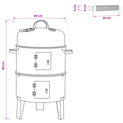 Grill na świeżym powietrzu Ø 40 x 80 cm Stal Czarny