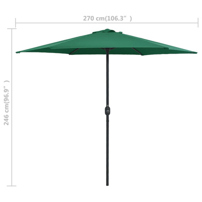 Parasol ogrodowy na aluminiowym słupku, 270x246 cm, zielony