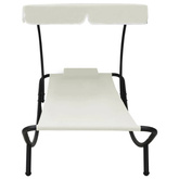 vidaXL Leżak ogrodowy z baldachimem i poduszką, kremowy