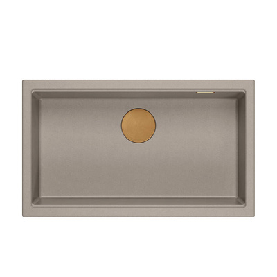 LOGAN 110 GraniteQ zlewozmywak soft taupe 76x44x23,5 cm 1-komorowy wpuszczany z syfonem manualnym miedziany