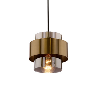 Lampa wisząca z abażurem Spiega czarno-złota z kloszem dymionym E27 pojedyncza