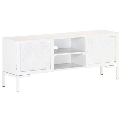 vidaXL Szafka pod TV, biała, 115x30x46 cm, lite drewno mango