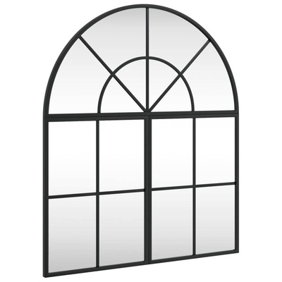vidaXL Lustro ścienne, czarne, 60x70 cm, zakończone łukiem, żelazo