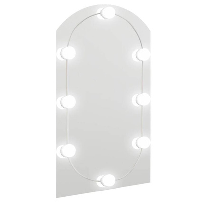 vidaXL Lustro z lampami LED, 70x40 cm, szklane, z łukiem