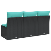 Sofa Ogrodowa z poduszką Czarny 165 x 62 x 69 cm Polirattan