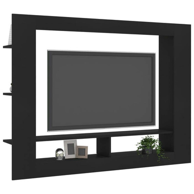 vidaXL Szafka pod TV, czarna, 152x22x113 cm, materiał drewnopochodny