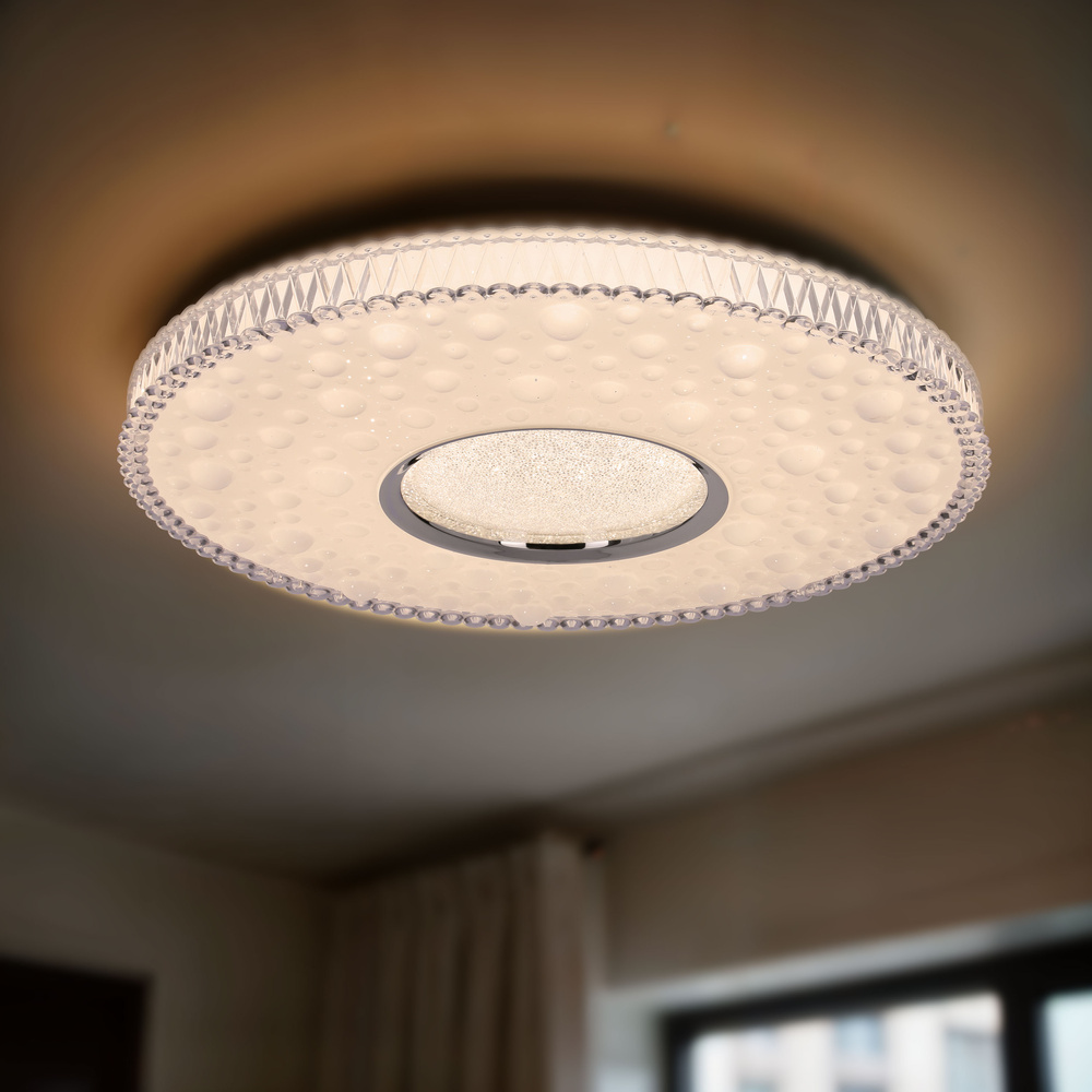 BUBBLES lampa sufitowa plafon 40cm 24W LED 4000K klosz biały+chromowy 14-34267
