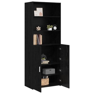 Highboard Czarny dąb 70 x 42,5 x 185 cm Drewno inżynieryjne