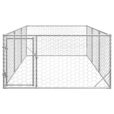 Buda dla psa na zewnątrz z drzwiami 2x4x1 m, ocynkowana stal