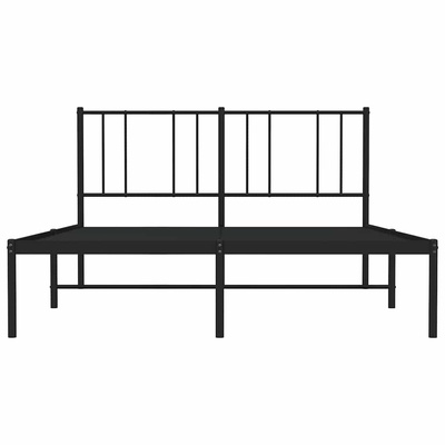 Metalowa rama łóżka z wezgłowiem, czarna, 140x190 cm vidaXL