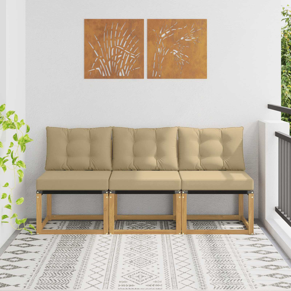 3 szt. Środkowa sofa ogrodowa Biały