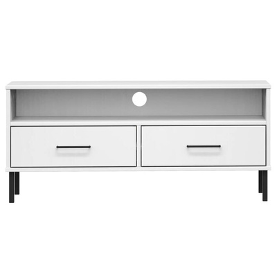 vidaXL Szafka pod TV OSLO, metalowe nóżki, biała, sosnowa model standard