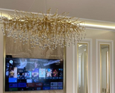 Żyrandol złoty lampa wisząca sufitowa glamour nowoczesna ICICLE RAINY RAIN 120CM GOLD