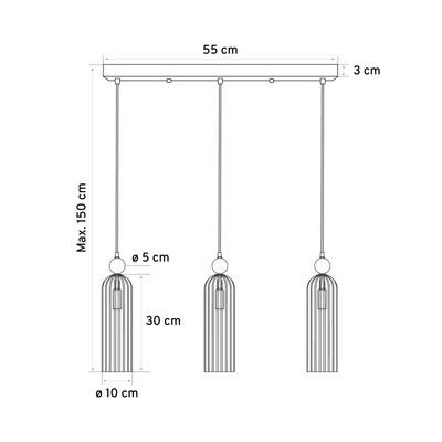Lampa Dekoracyjna Wisząca AM202 3xE14 Złota Regina