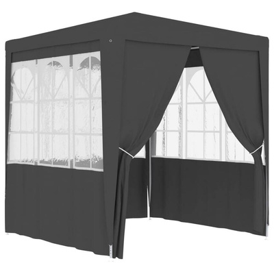 vidaXL Namiot imprezowy ze ściankami, 2x2 m, antracyt, 90 g/m²