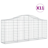 Kosze gabionowe, 11 szt, 200x30x80/100 cm, galwanizowane żelazo