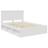 Ramka łóżka Z zagłówkiem Biały 160 x 200 cm Lite drewno sosnowe