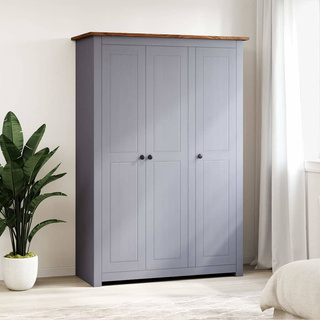 vidaXL Szafa trzydrzwiowa, szara, 118x50x171,5 cm, sosna, seria Panama
