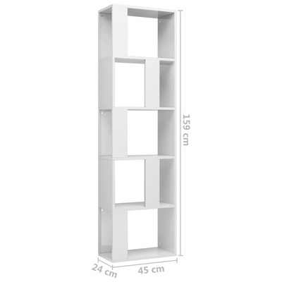 Regał na książki/przegroda, wysoki połysk biały, 45x24x159 cm