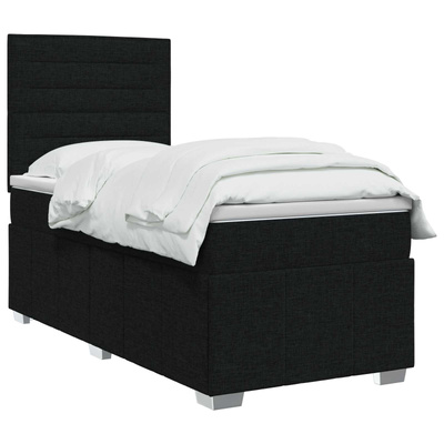 Łóżko z box spring LED z materacem Czarny 100 x 200 cm tkanina