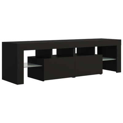 vidaXL Szafka pod TV z oświetleniem LED, czarna, 140x36,5x40 cm