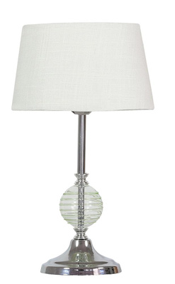 Lampka nocna Fero nowoczesna metalowa z abażurem biała srebrna