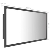 vidaXL Lustro łazienkowe LED, wysoki połysk, szare, 80x8,5x37cm, akryl