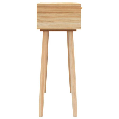 vidaXL Stolik konsolowy, brązowy, 80x30x75 cm, lita sosna i rattan