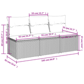 Sofa Ogrodowa z poduszką Czarny 165 x 62 x 69 cm Polirattan