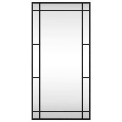 vidaXL Lustro ścienne, czarne, 40x80 cm, prostokątne, żelazo