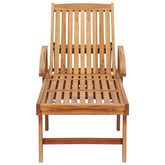 vidaXL Leżak ze stolikiem i poduszką, lite drewno tekowe