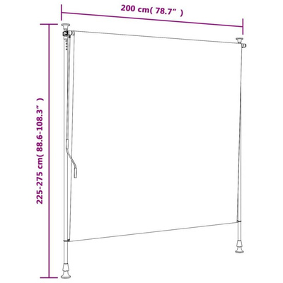 vidaXL Roleta zewnętrzna, żółto-biała, 200x270 cm, tkanina i stal