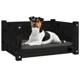vidaXL Legowisko dla psa, czarne, 55,5x45,5x28 cm, lite drewno sosnowe