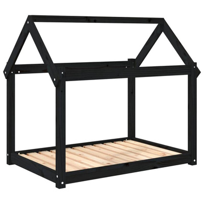 vidaXL Legowisko dla psa, czarne, 101x70x90cm, lite drewno sosnowe