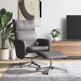 vidaXL Rozkładany fotel masujący z podnóżkiem, szary, sztuczna skóra