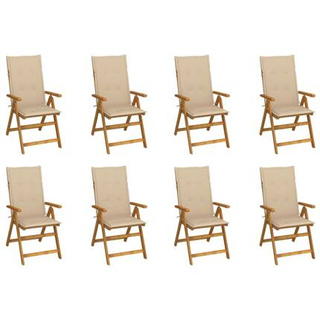 vidaXL Składane krzesła ogrodowe z poduszkami, 8 szt., drewno akacjowe
