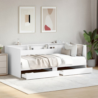 Łóżko dzienne z szufladami, bez materaca, białe, 90x200 cm model standard