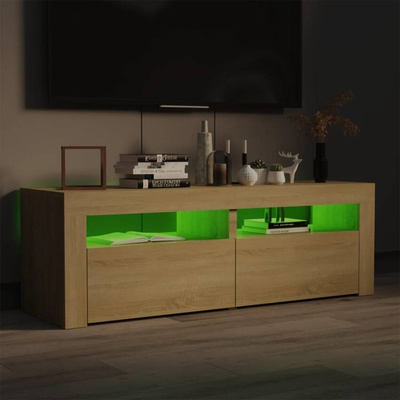 vidaXL Szafka pod TV z oświetleniem LED, dąb sonoma, 120x35x40 cm