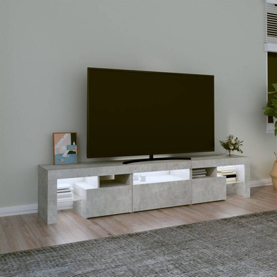 vidaXL Szafka pod TV z oświetleniem LED, szarość betonu 200x36,5x40 cm