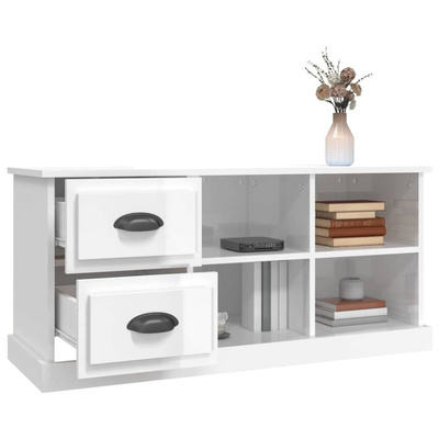 vidaXL Szafka pod TV, wysoki połysk, biała, 102x35,5x47,5 cm