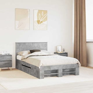 Ramka łóżka Betonowy szary 120 x 200 cm Drewno inżynieryjne